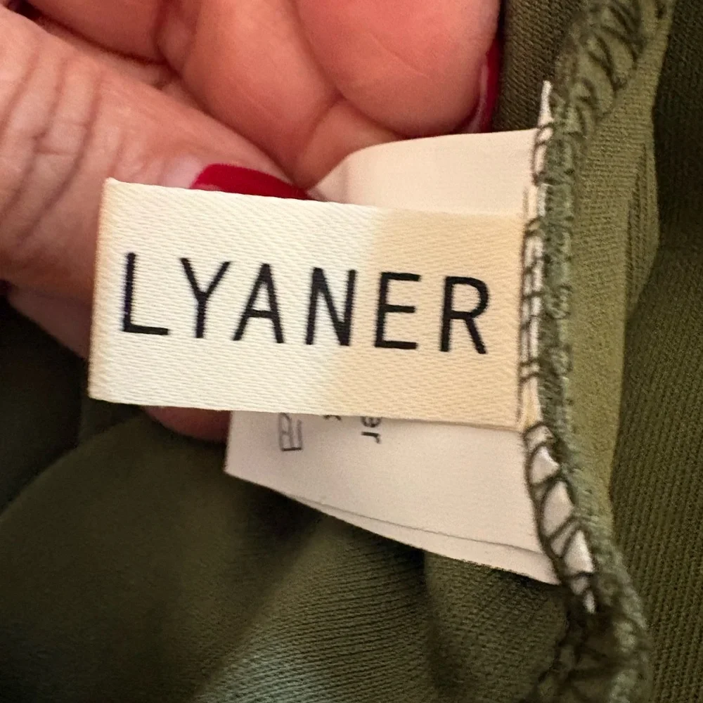 LYANER Olive Green Spaghetti Strap Midi Dress – Size Medium - Picture 3 of 4